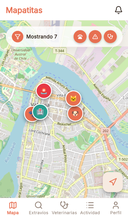Mapa interactivo de Valdivia en Mapatitas App